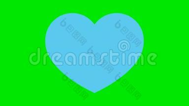绿色背景上蓝色<strong>跳动</strong>心脏图标的<strong>动画</strong>。